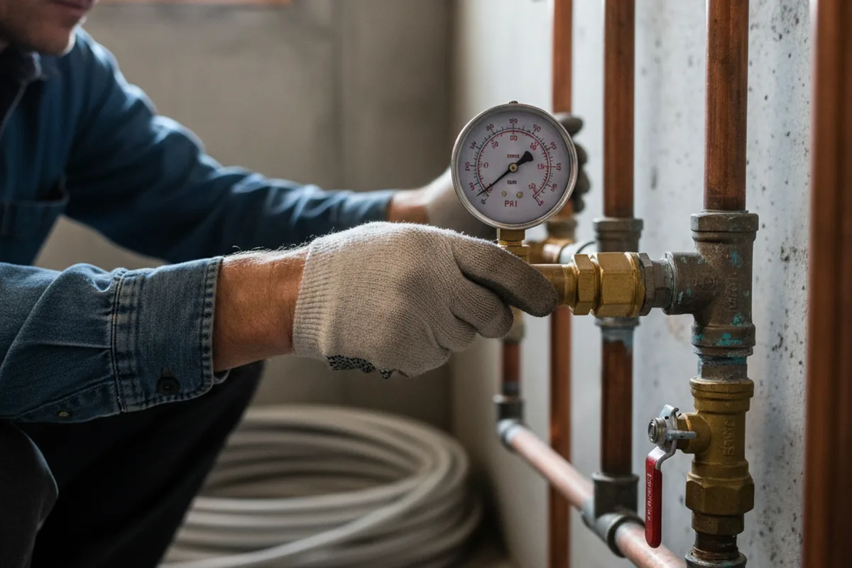 Pressure testing a repaired line during Water Line Repair in Quartzsite